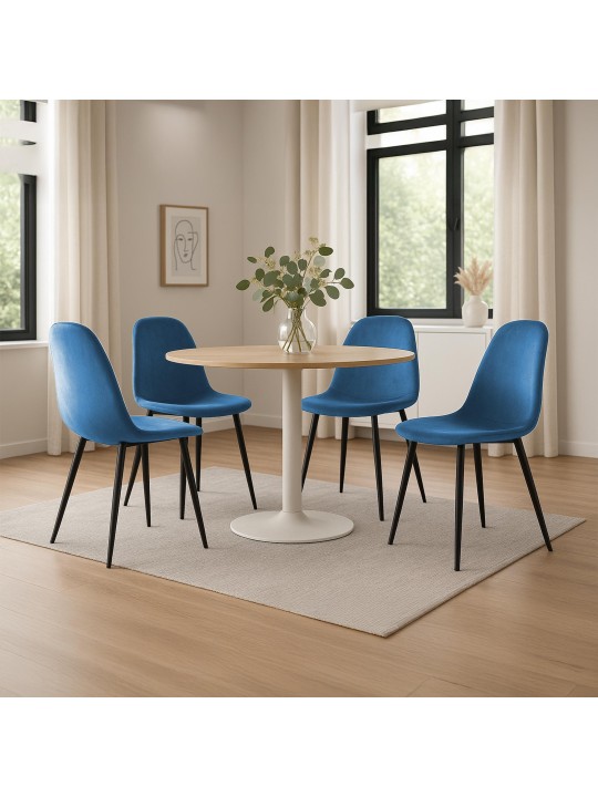 Set van 4 eetkamerstoelen Napier fluweel, blauw