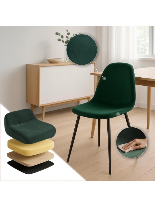 Set van 4 eetkamerstoelen Napier fluweel, groen