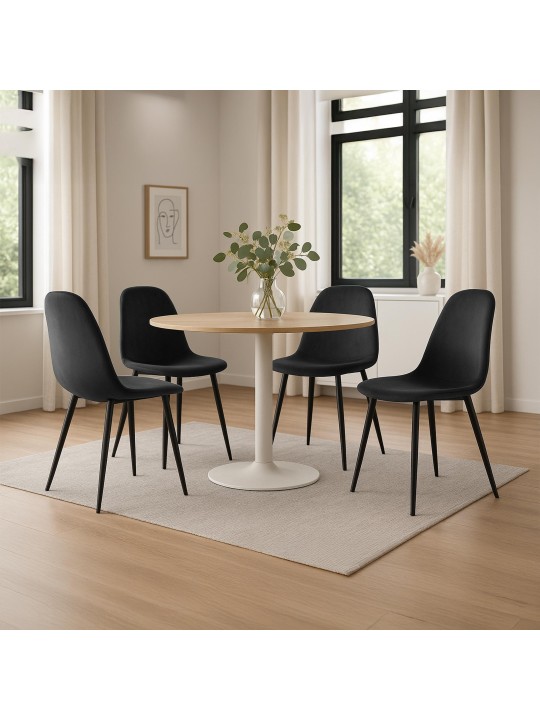 Set van 4 eetkamerstoelen Napier fluweel, zwart