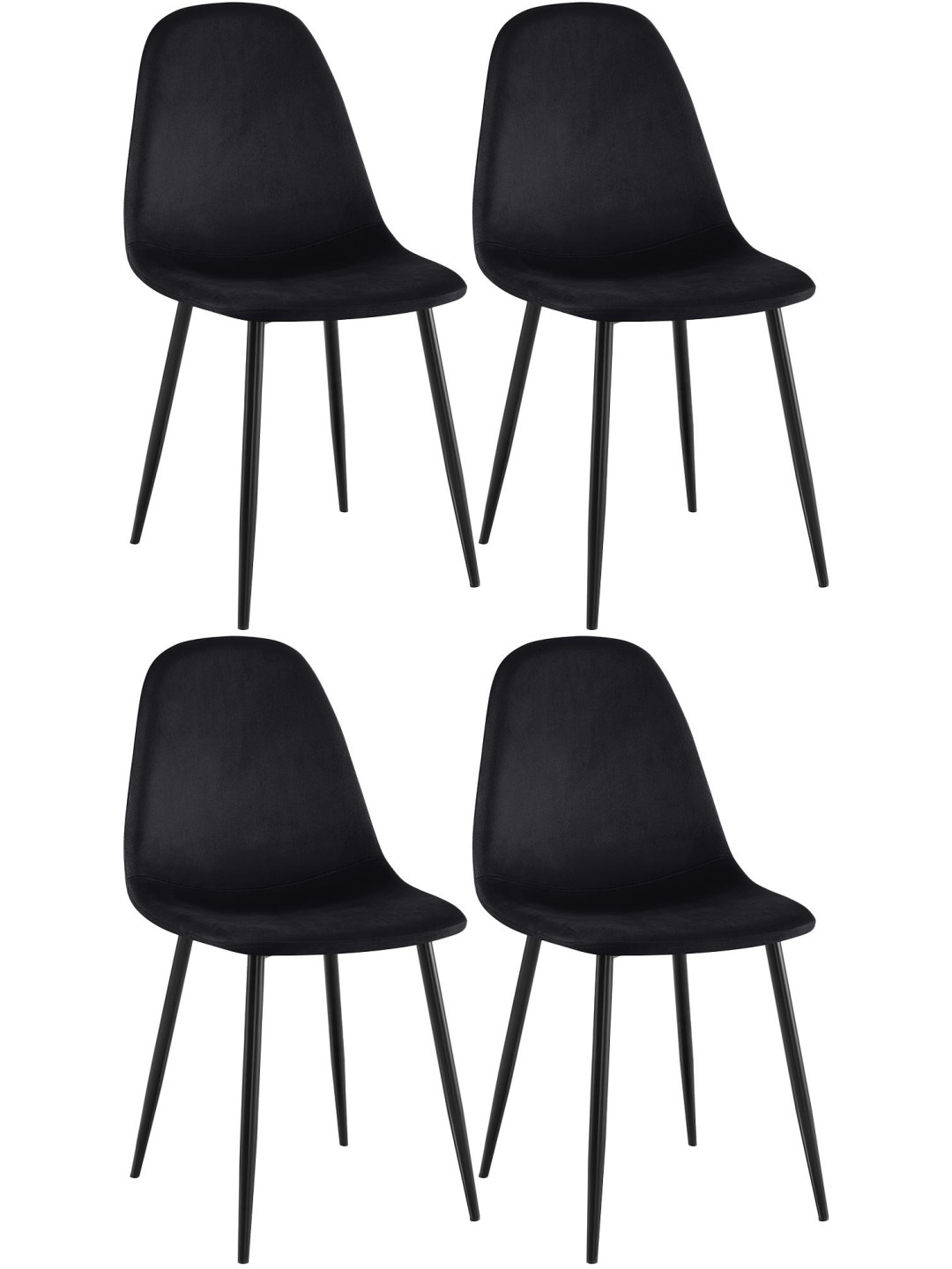 Set van 4 eetkamerstoelen Napier fluweel, zwart