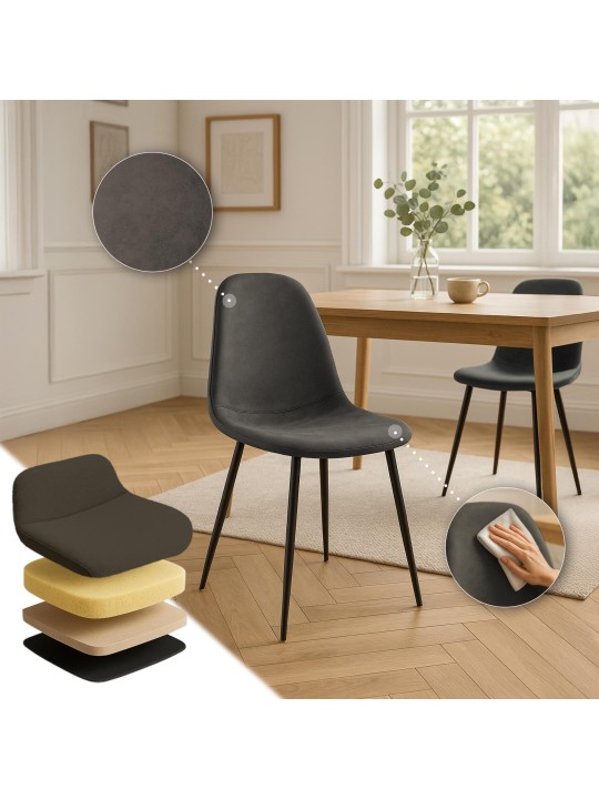 Set van 4 eetkamerstoelen Napier kunstleer, zwart