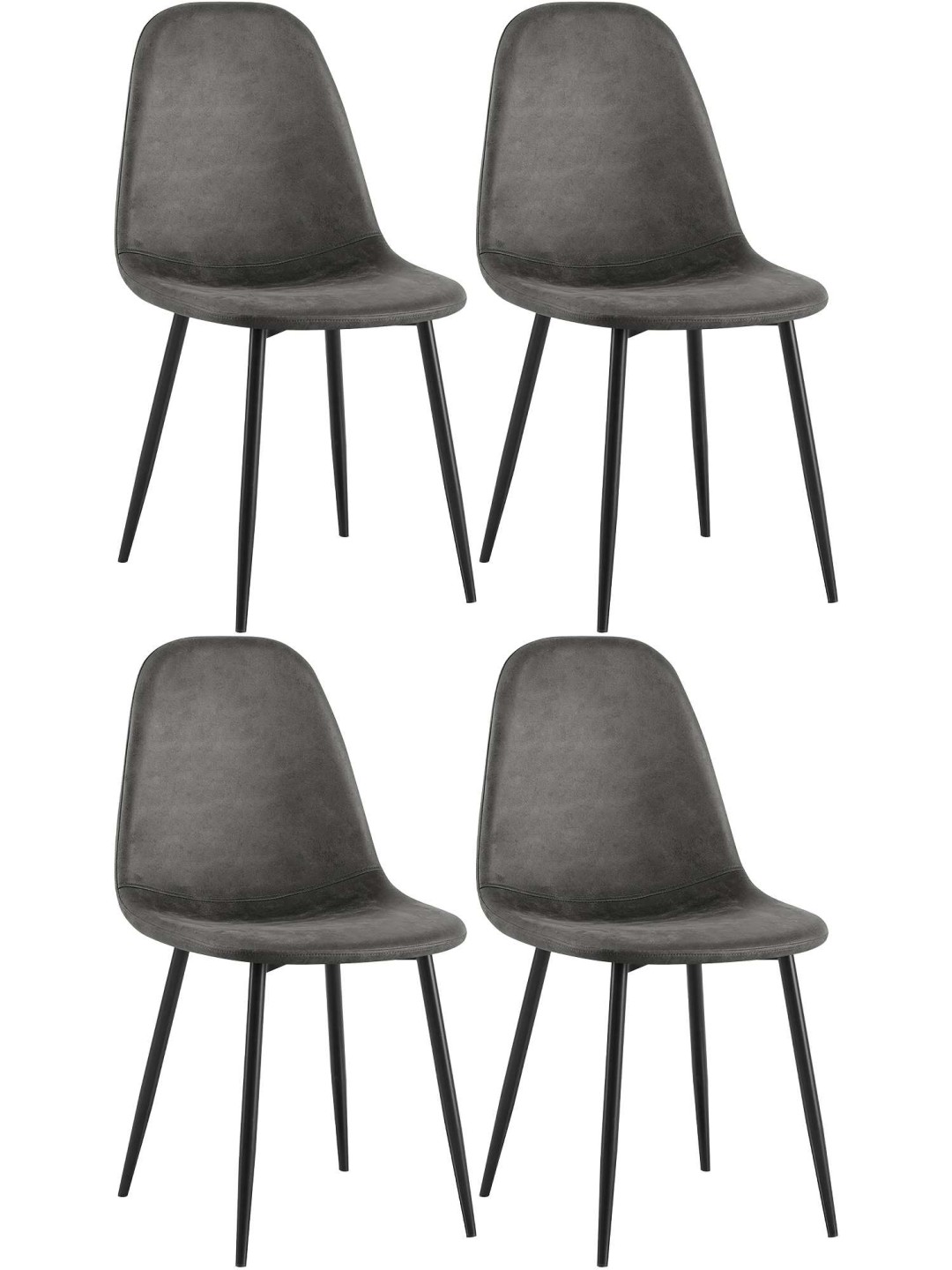 Set van 4 eetkamerstoelen Napier kunstleer, zwart