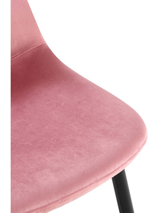 Set van 4 eetkamerstoelen Napier fluweel, roze