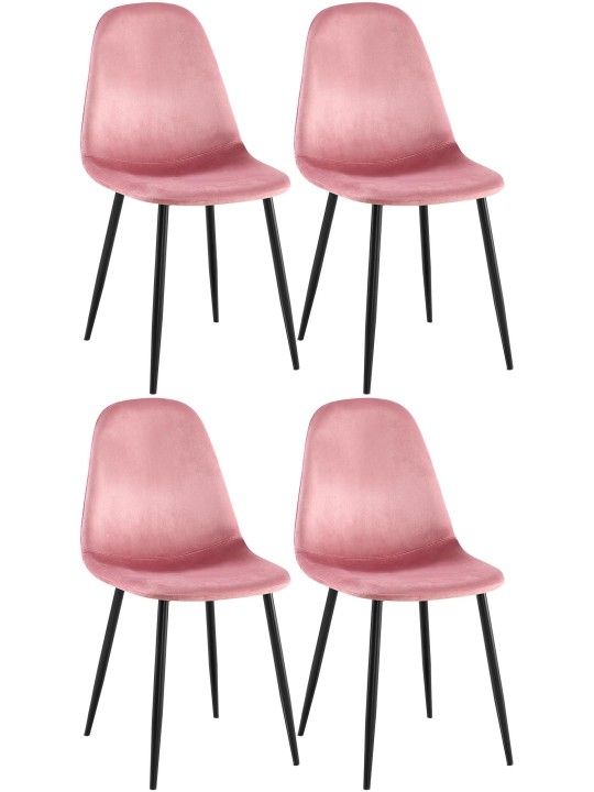 Set van 4 eetkamerstoelen Napier fluweel, roze