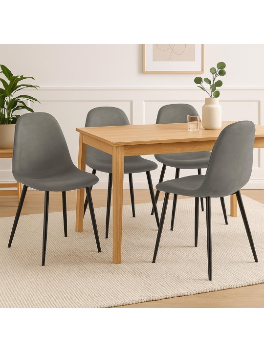 Set van 4 eetkamerstoelen Napier kunstleer, donkergrijs