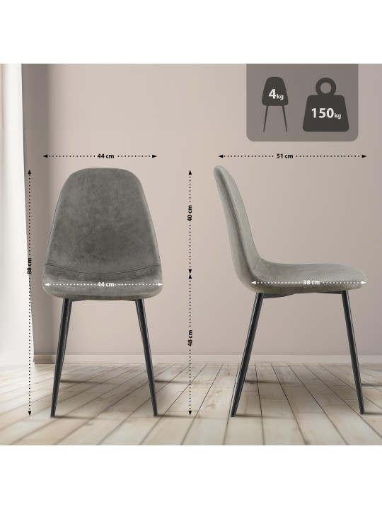 Set van 4 eetkamerstoelen Napier kunstleer, donkergrijs