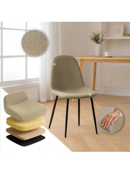 Set van 4 eetkamerstoelen Napier stof, taupe