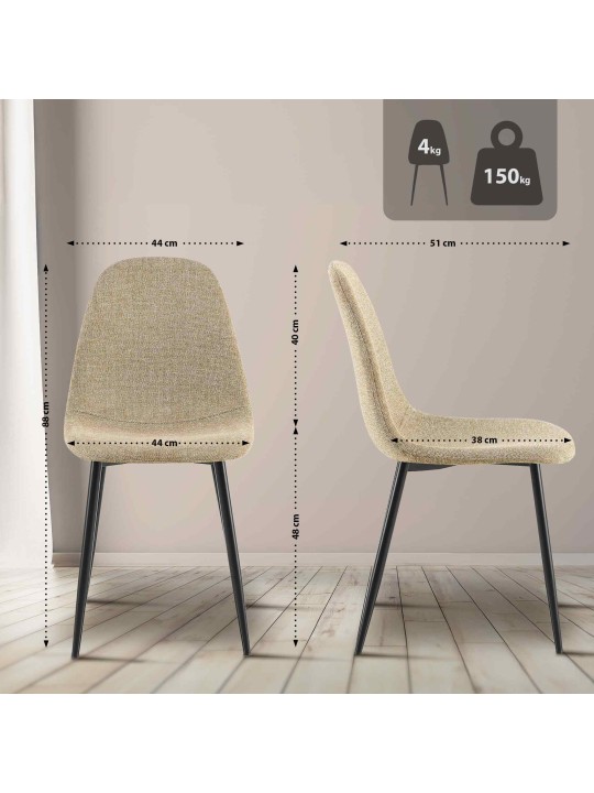 Set van 4 eetkamerstoelen Napier stof, taupe