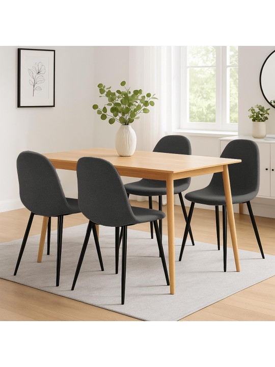 Set van 4 eetkamerstoelen Napier stof, grijs