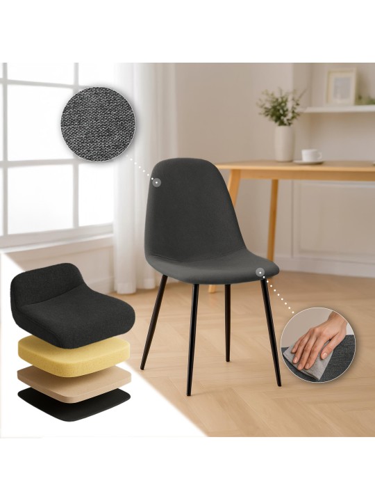 Set van 4 eetkamerstoelen Napier stof, grijs