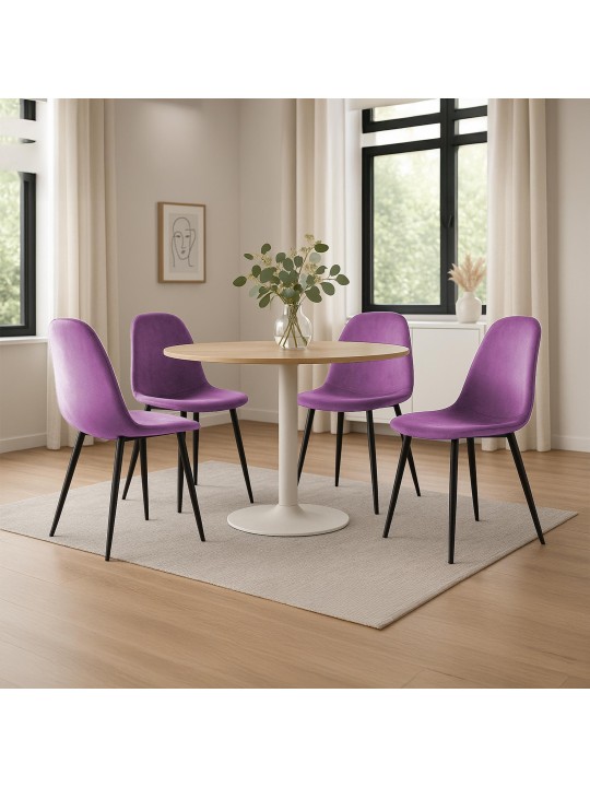 Set van 4 eetkamerstoelen Napier fluweel, lila