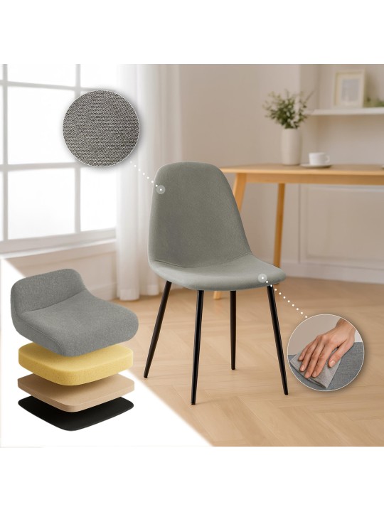 Set van 4 eetkamerstoelen Napier stof, lichtgrijs