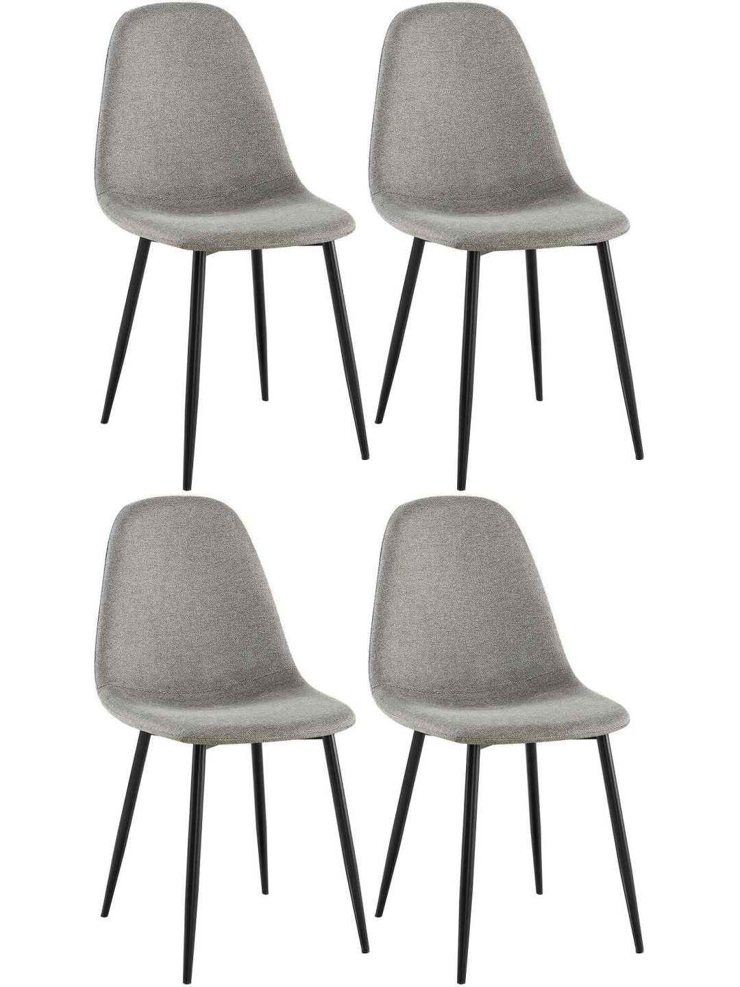 Set van 4 eetkamerstoelen Napier stof, lichtgrijs