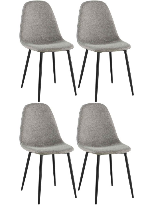 Set van 4 eetkamerstoelen Napier stof, lichtgrijs