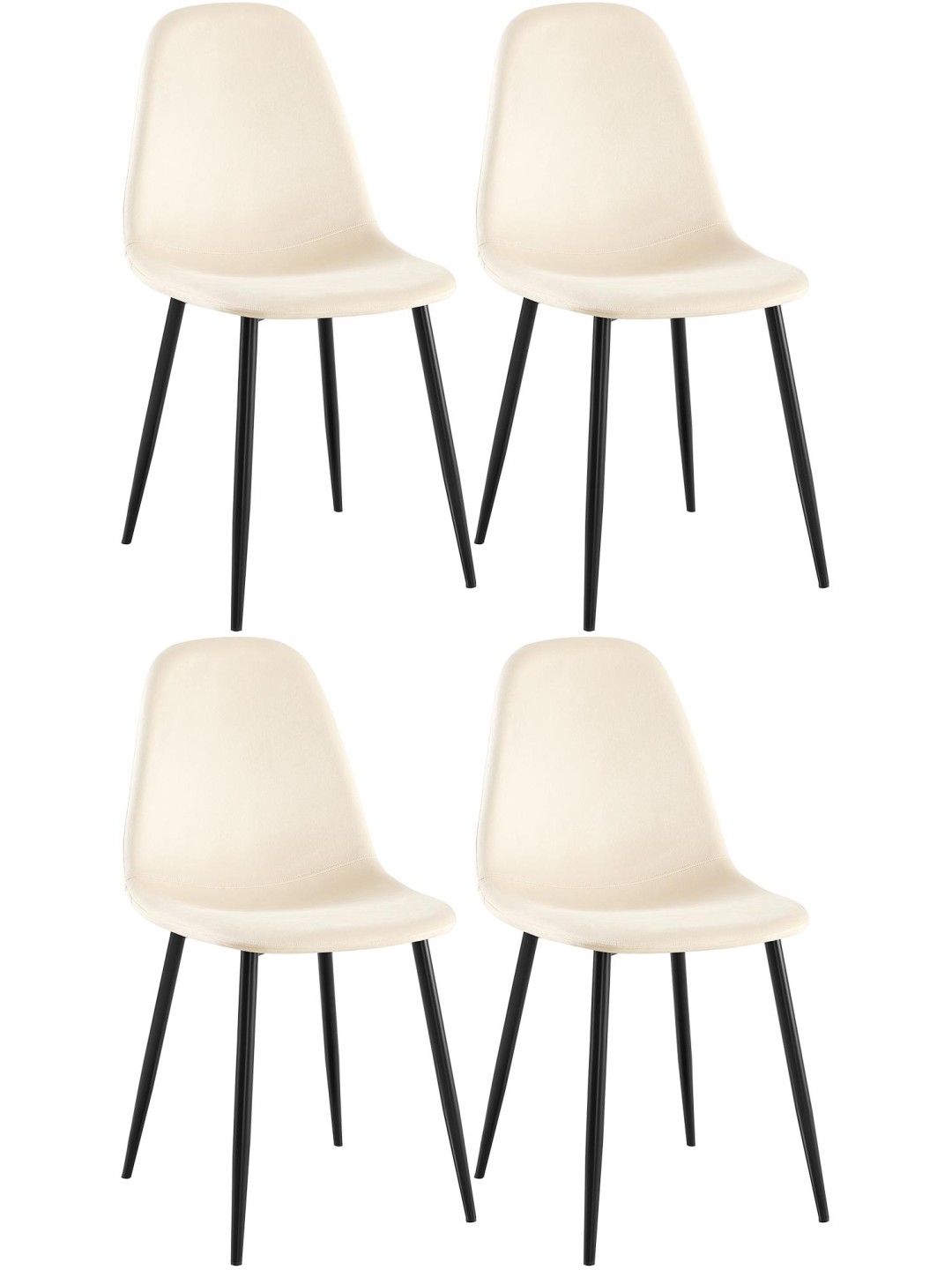 Set van 4 eetkamerstoelen Napier fluweel, crème