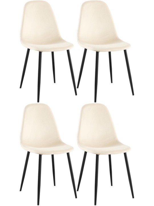 Set van 4 eetkamerstoelen Napier fluweel, crème
