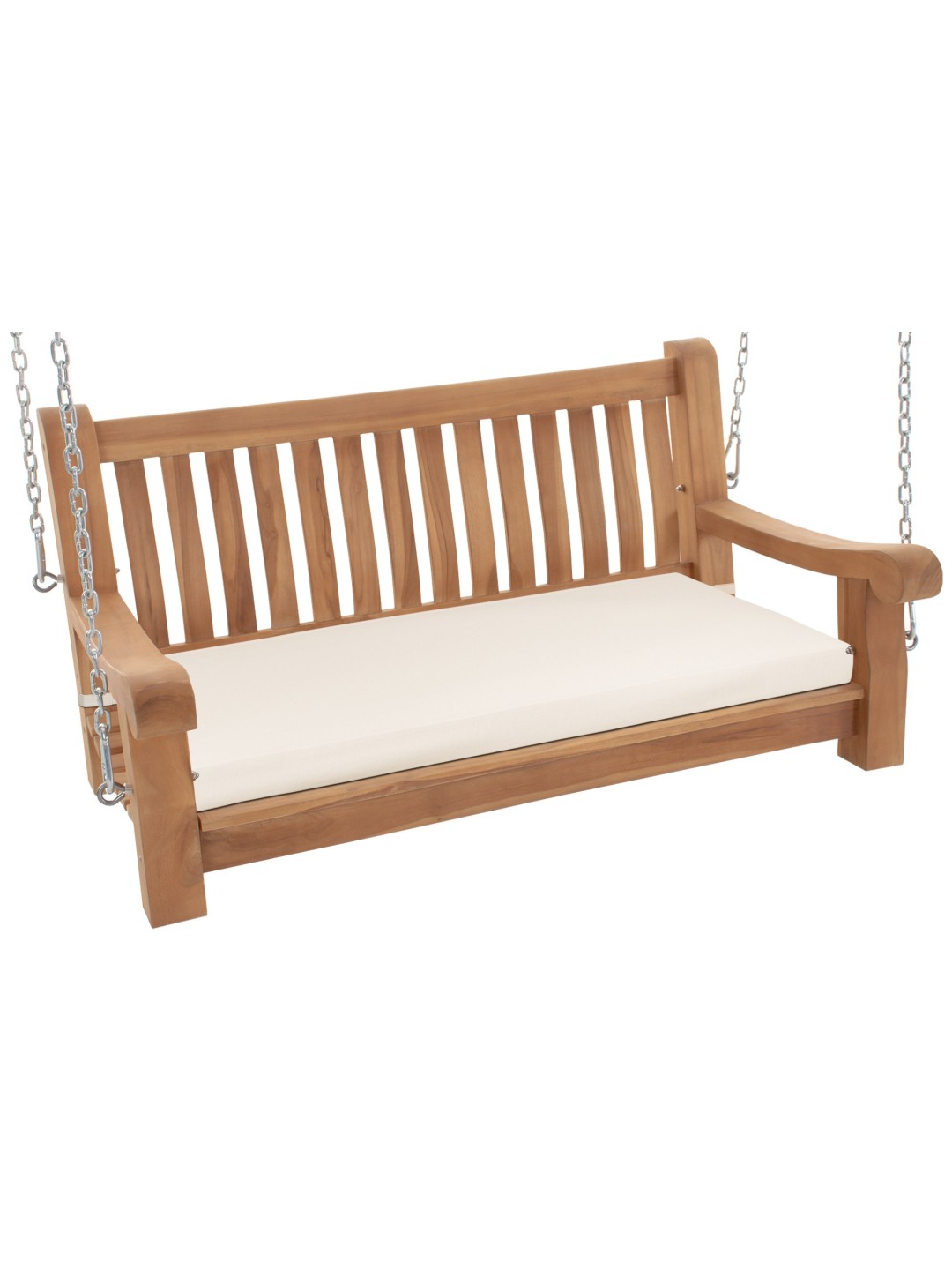 Joyce schommelbank met zitkussen 120 cm + teak, crème