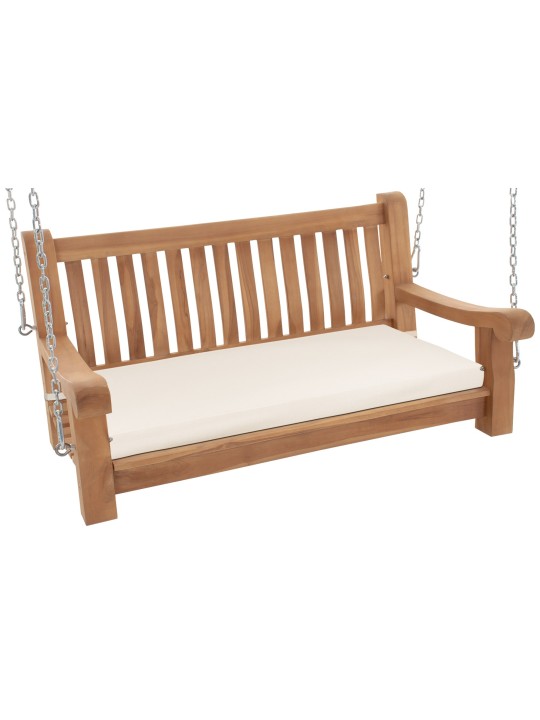 Joyce schommelbank met zitkussen 120 cm + teak, crème