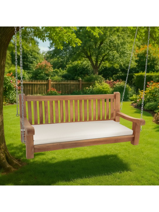 Joyce schommelbank met zitkussen 150 cm + teak, crème