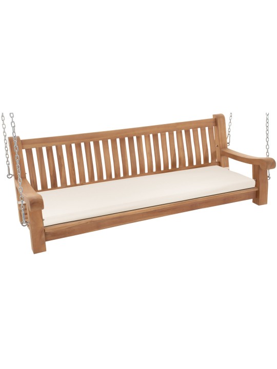 Joyce schommelbank met zitkussen 180 cm + teak, crème Joyce schommelbank met zitkussen 180 cm + teak, crème