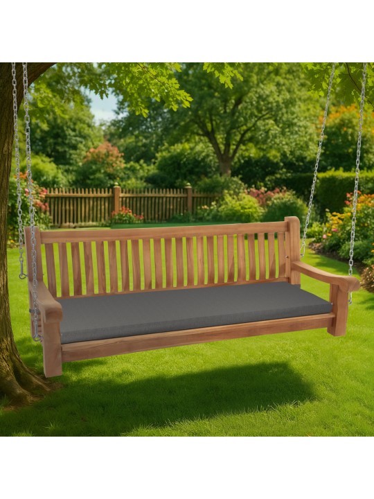 Joyce schommelbank met zitkussen 180 cm + teak, donkergrijs Joyce schommelbank met zitkussen 180 cm + teak, donkergrijs