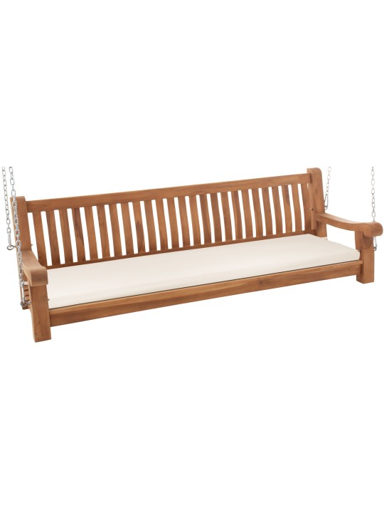 Joyce schommelbank met zitkussen 200 cm + teak, crème