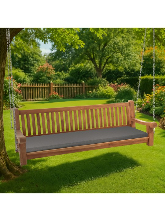 Joyce schommelbank met zitkussen 200 cm + teak, donkergrijs Joyce schommelbank met zitkussen 200 cm + teak, donkergrijs