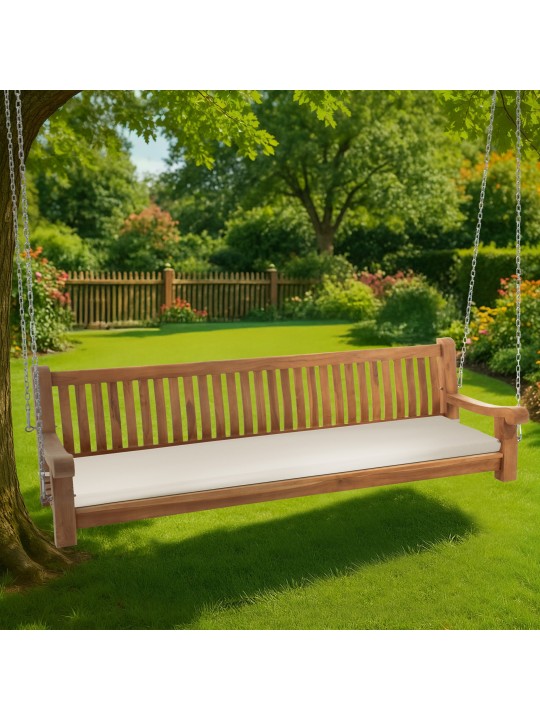 Joyce schommelbank met zitkussen 220 cm + teak, crème Joyce schommelbank met zitkussen 220 cm + teak, crème