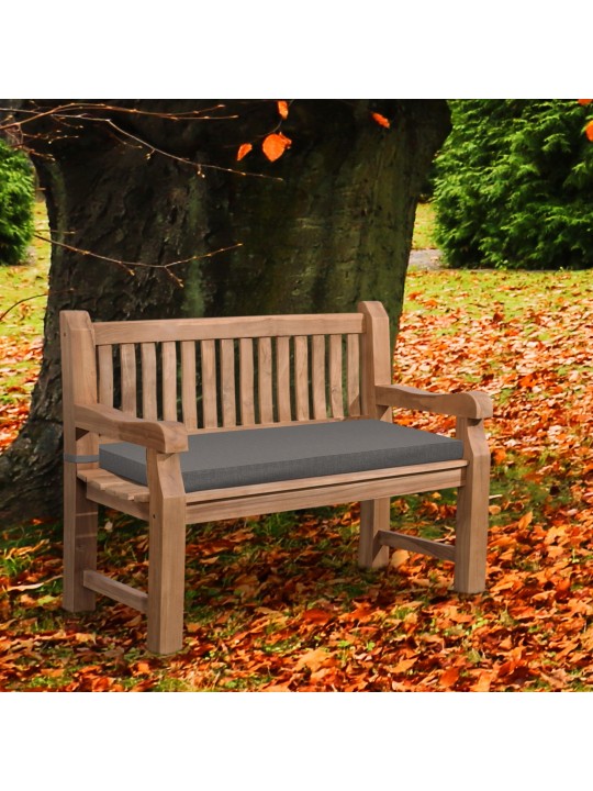 Teakhouten bank Jackson met zitkussen 120 cm + teakhout, donkergrijs Teakhouten bank Jackson met zitkussen 120 cm + teakhout, donkergrijs