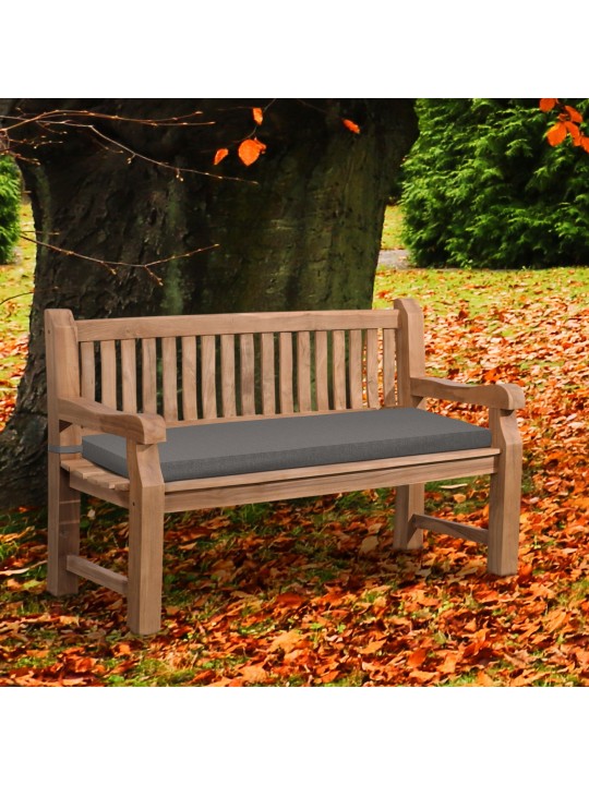 Teakhouten bank Jackson met zitkussen 150 cm + teakhout, donkergrijs Teakhouten bank Jackson met zitkussen 150 cm + teakhout, donkergrijs