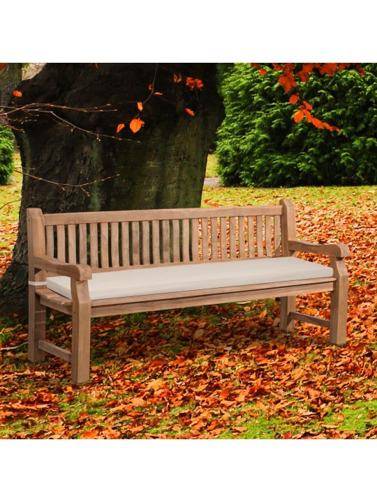 Teakhouten bank Jackson met zitkussen 200 cm + teakhout, crème Teakhouten bank Jackson met zitkussen 200 cm + teakhout, crème