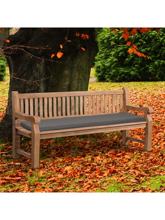 Teakhouten bank Jackson met zitkussen 200 cm + teakhout, donkergrijs Teakhouten bank Jackson met zitkussen 200 cm + teakhout, donkergrijs