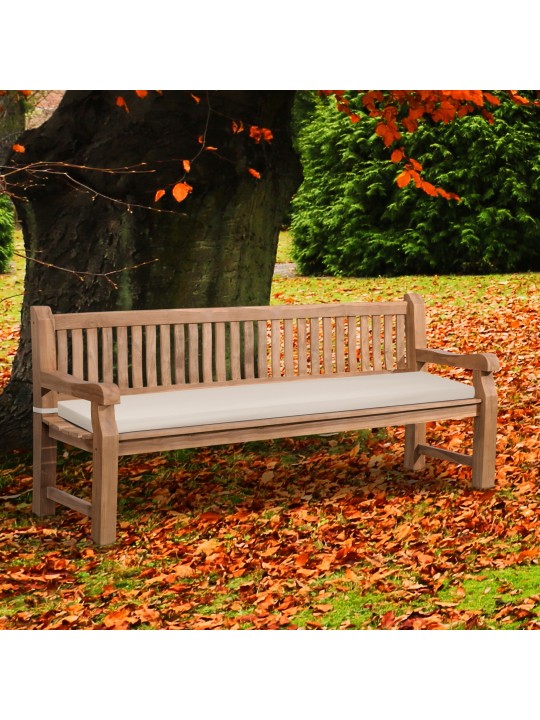 Teakhouten bank Jackson met zitkussen 220 cm + teakhout, crème Teakhouten bank Jackson met zitkussen 220 cm + teakhout, crème