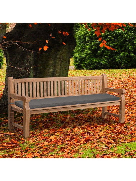 Teakhouten bank Jackson met zitkussen 220 cm + teakhout, donkergrijs Teakhouten bank Jackson met zitkussen 220 cm + teakhout, donkergrijs