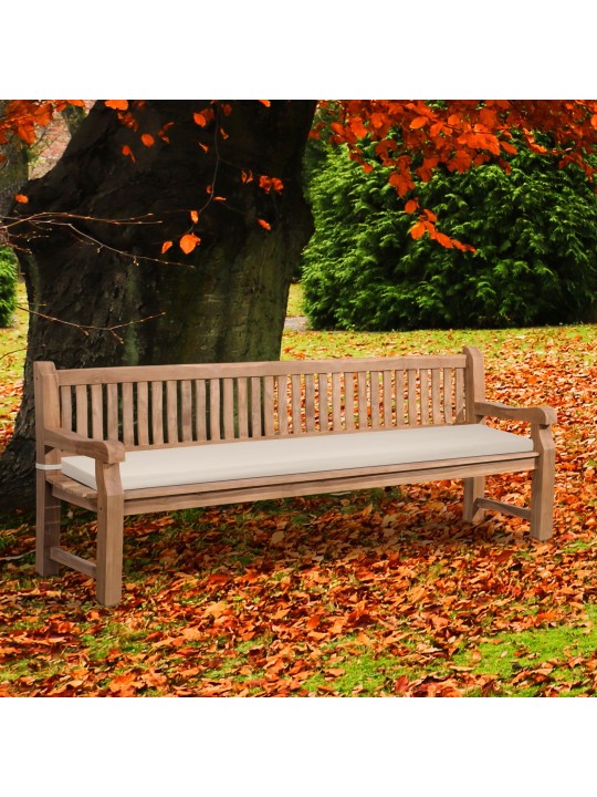 Teakhouten bank Jackson met zitkussen 240 cm + teakhout, crème Teakhouten bank Jackson met zitkussen 240 cm + teakhout, crème