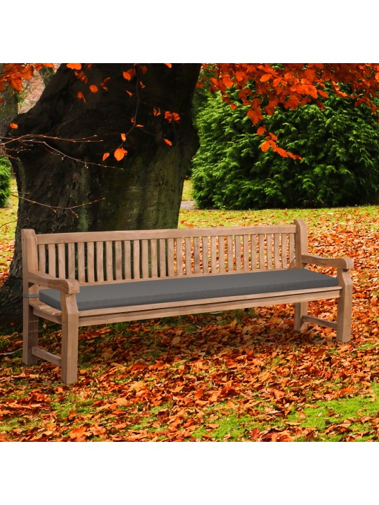 Teakhouten bank Jackson met zitkussen 240 cm + teakhout, donkergrijs Teakhouten bank Jackson met zitkussen 240 cm + teakhout, donkergrijs