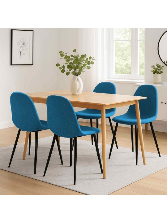 Set van 4 eetkamerstoelen Napier stof, blauw