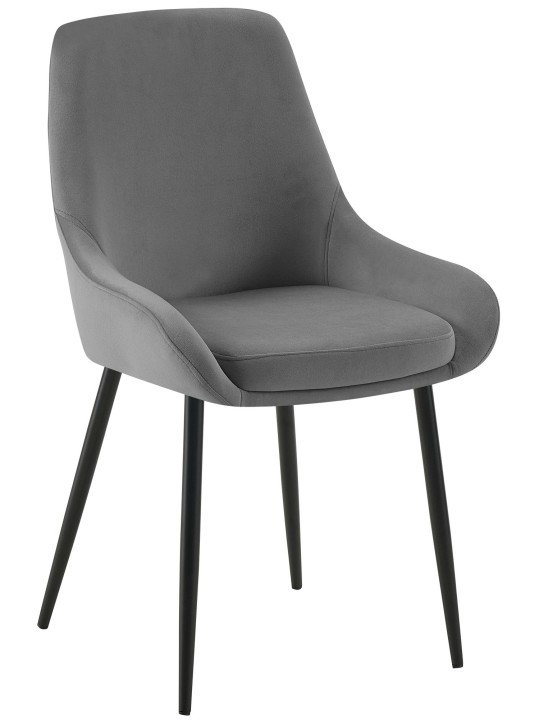 Set van 2 eetkamerstoelen Elmira fluweel, donkergrijs