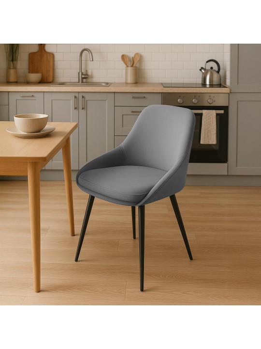 Set van 2 eetkamerstoelen Elmira fluweel, donkergrijs