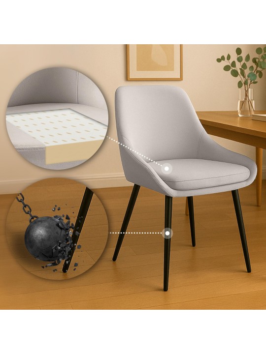 Set van 2 eetkamerstoelen Elmira fluweel, grijs