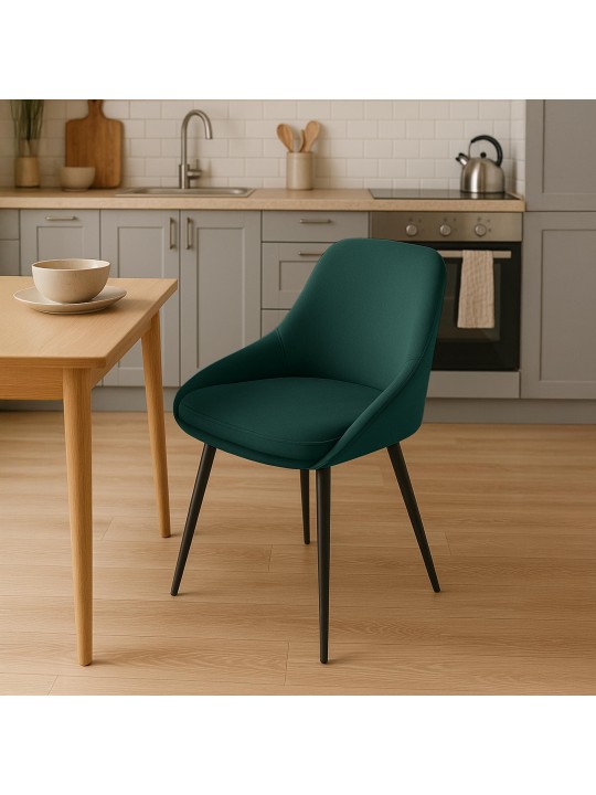 Set van 2 eetkamerstoelen Elmira fluweel, groen