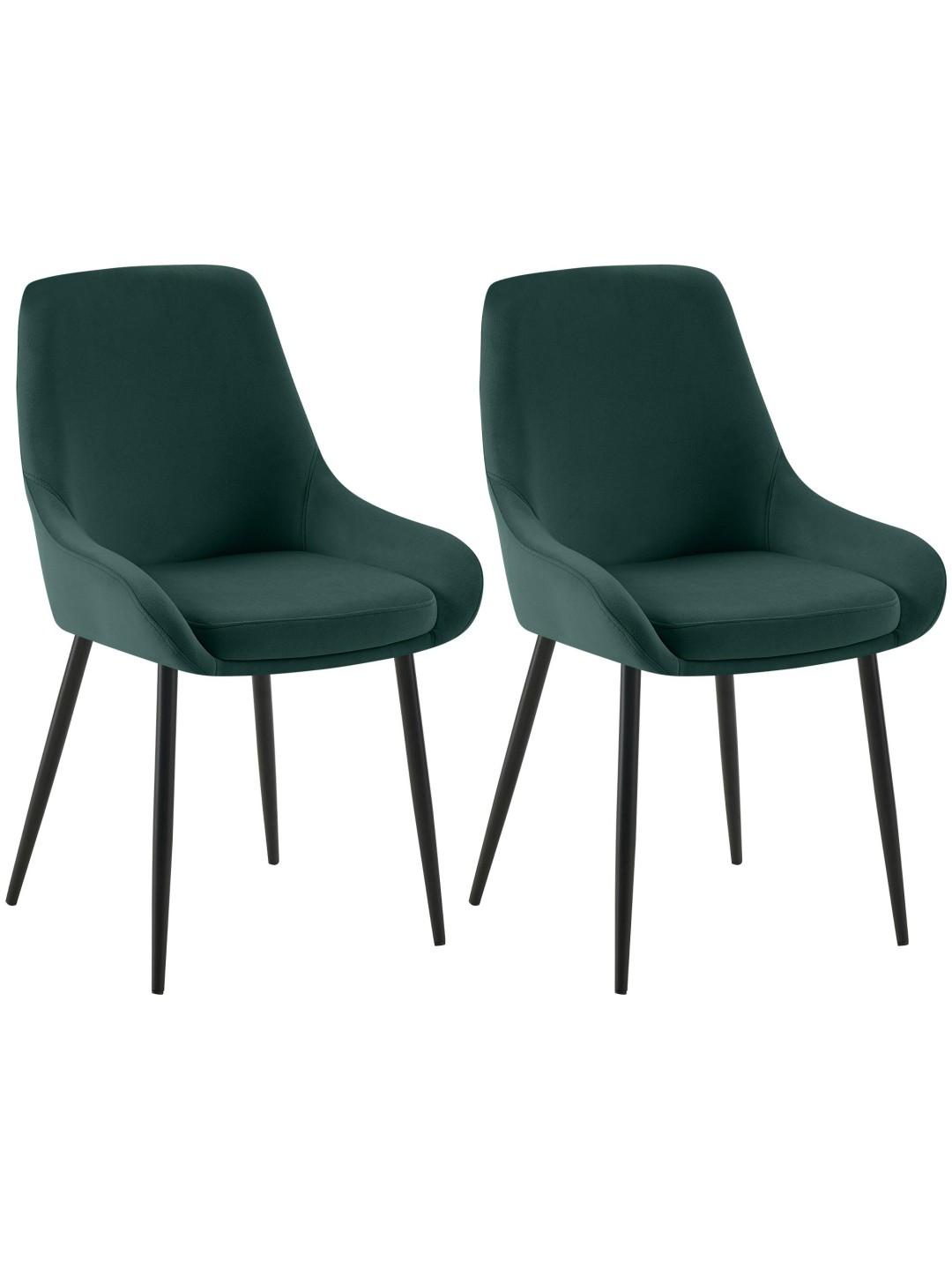Set van 2 eetkamerstoelen Elmira fluweel, groen