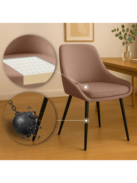 Set van 2 eetkamerstoelen Elmira fluweel, bruin