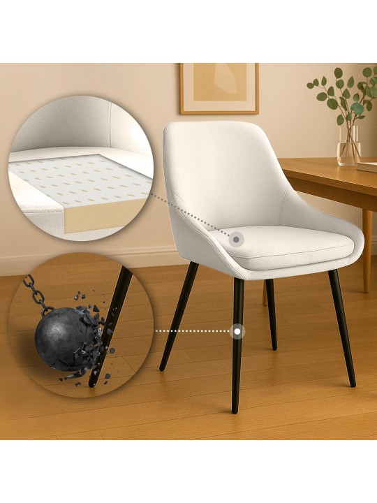 Set van 2 eetkamerstoelen Elmira fluweel, crème