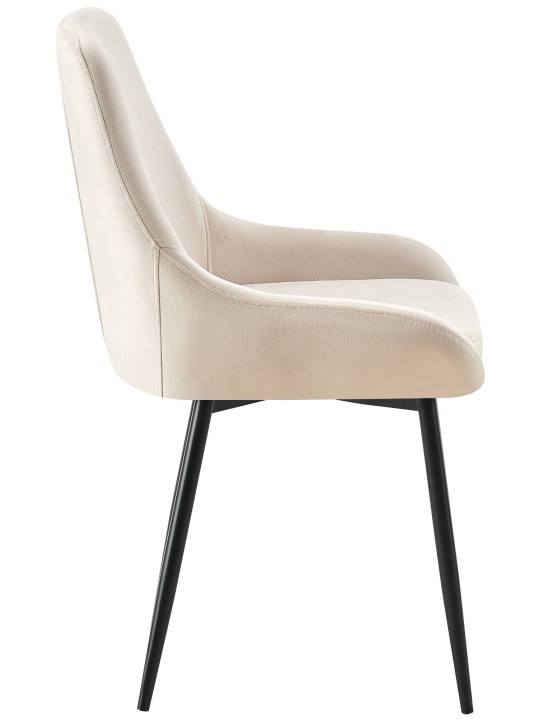 Set van 2 eetkamerstoelen Elmira fluweel, crème