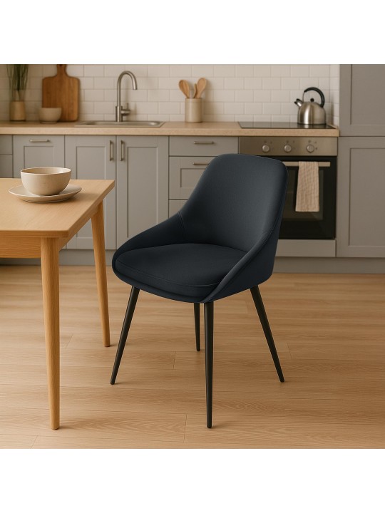 Set van 2 eetkamerstoelen Elmira fluweel, zwart