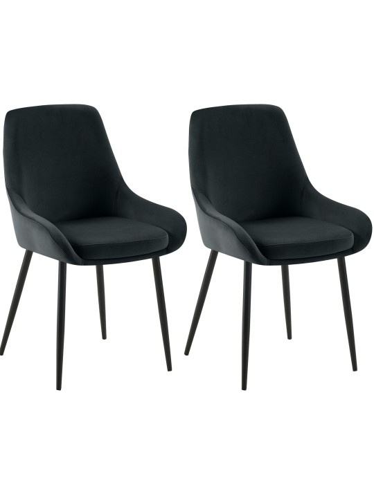 Set van 2 eetkamerstoelen Elmira fluweel, zwart