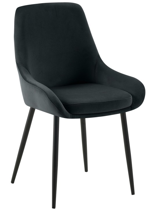 Set van 2 eetkamerstoelen Elmira fluweel, zwart