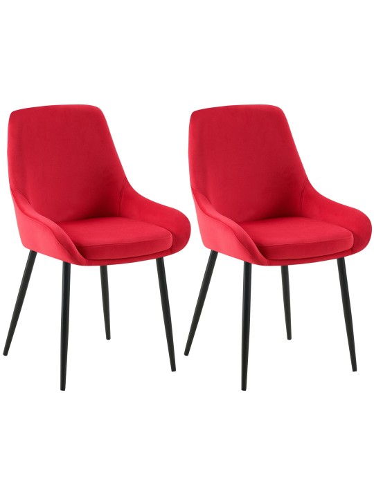 Set van 2 eetkamerstoelen Elmira fluweel, rood