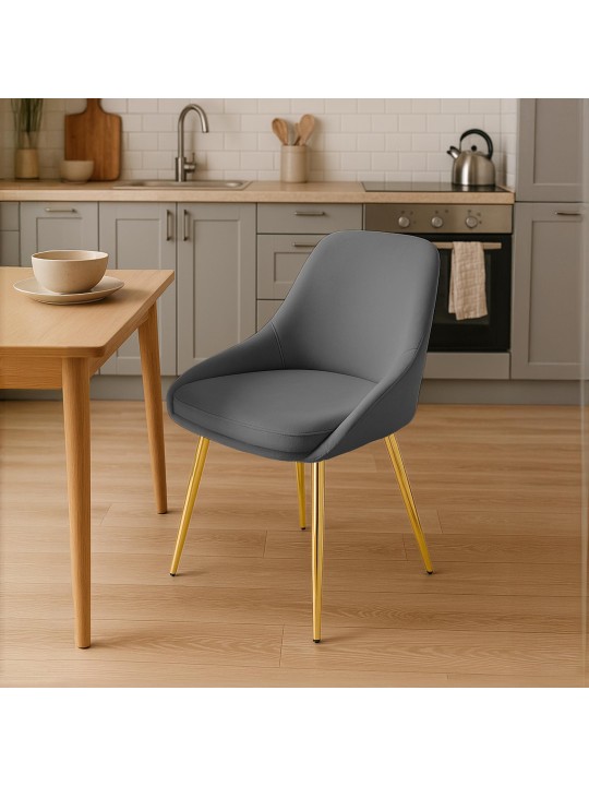 Set van 2 eetkamerstoelen Elmira fluweel goud, donkergrijs